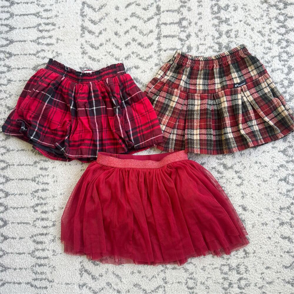 Girls Plaid/Tulle Skirt Bundle Size 5/6